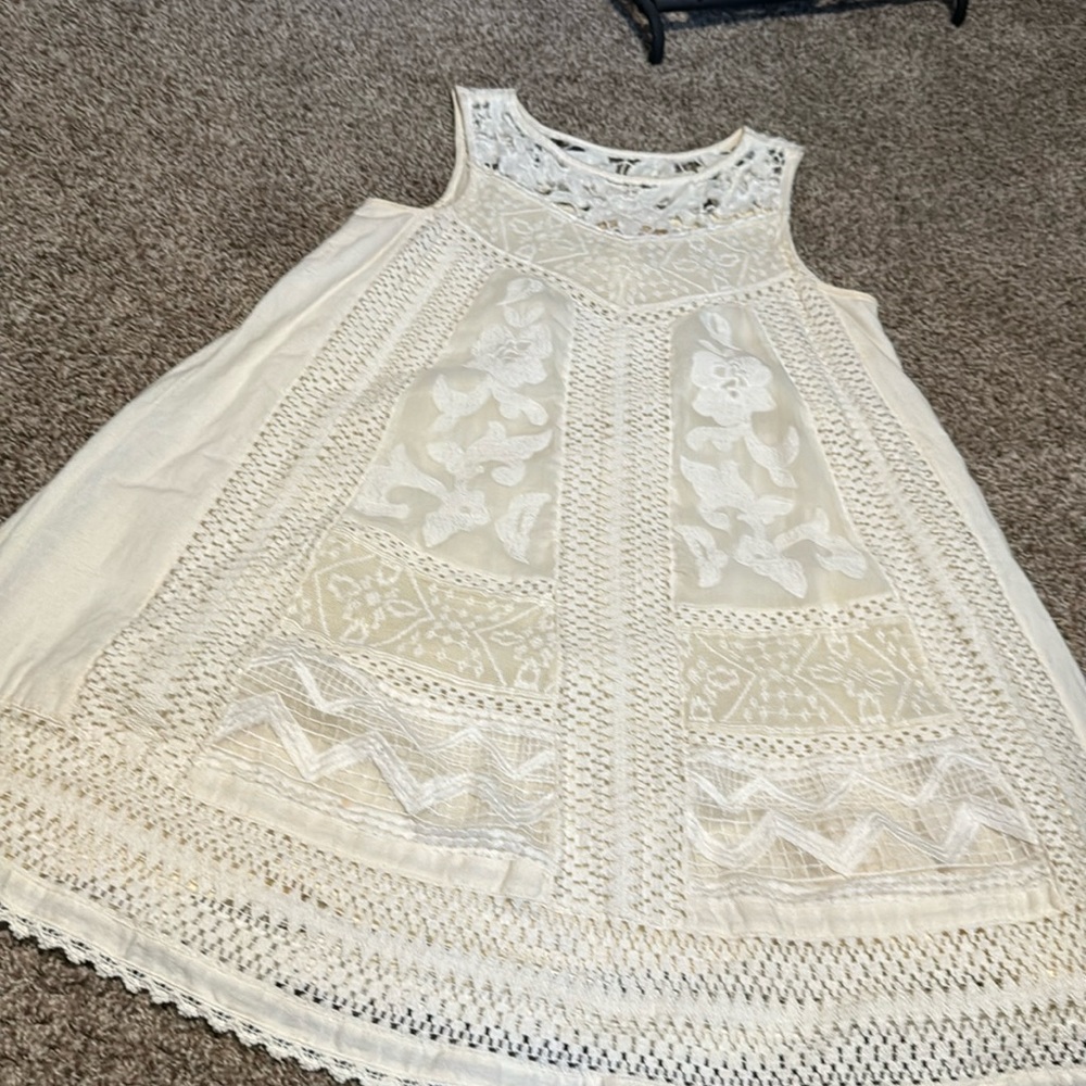 VanessaVirginia creamy cotton lace overlay sleeveless dress (8)